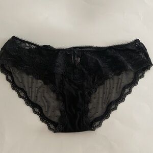 Vintage Victoria Secret Black Lace Swiss Dot Mesh Panty